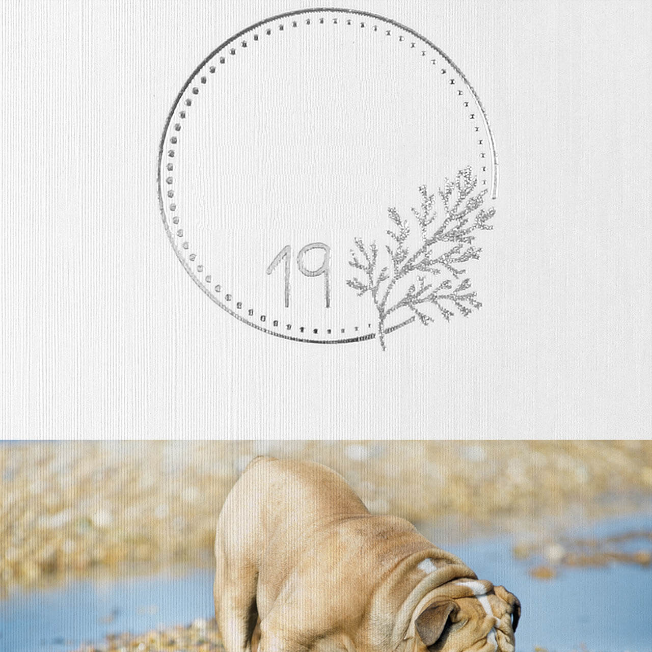Detailbild der Silberfolienprägung und Leinenstruktur.