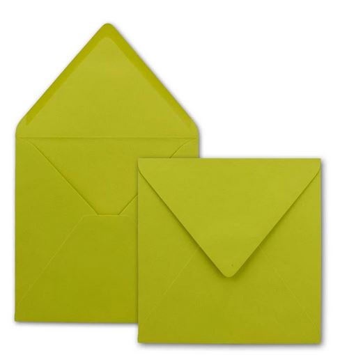 Briefumschlag 15,5 x 15,5 cm limette, nassklebend, quadratisch ohne Fenster