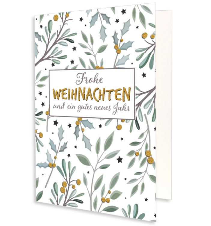 Weihnachtskarte im Großformat DIN A5 "Winterzweige" mit floralem Druck und weihnachtlichen Grüßen