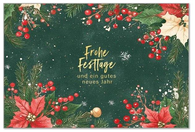 Samtweiche Weihnachtskarte "Roter Weihnachtsstern" mit Soft-Touch-Veredelung und Goldfolienprägung