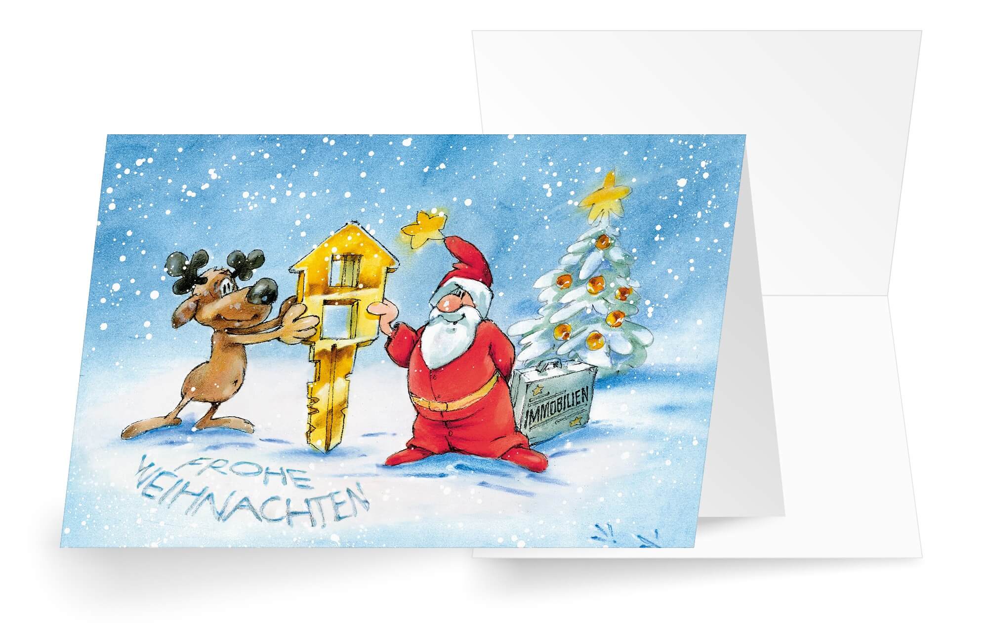 Lustige Branchenweihnachtskarte für Immobilienmakler- und büro mit Weihnachtsgruß