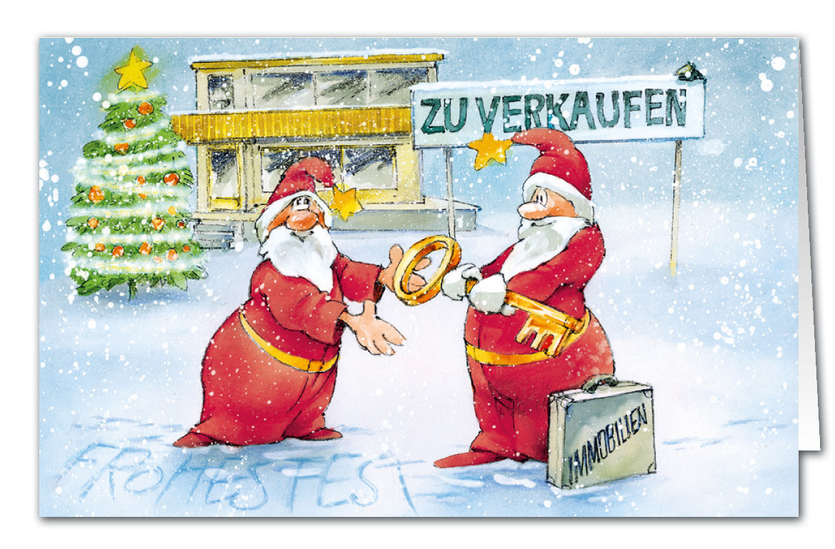 Weihnachtskarte Branchenkarte Immobilienmakler Frohes Fest