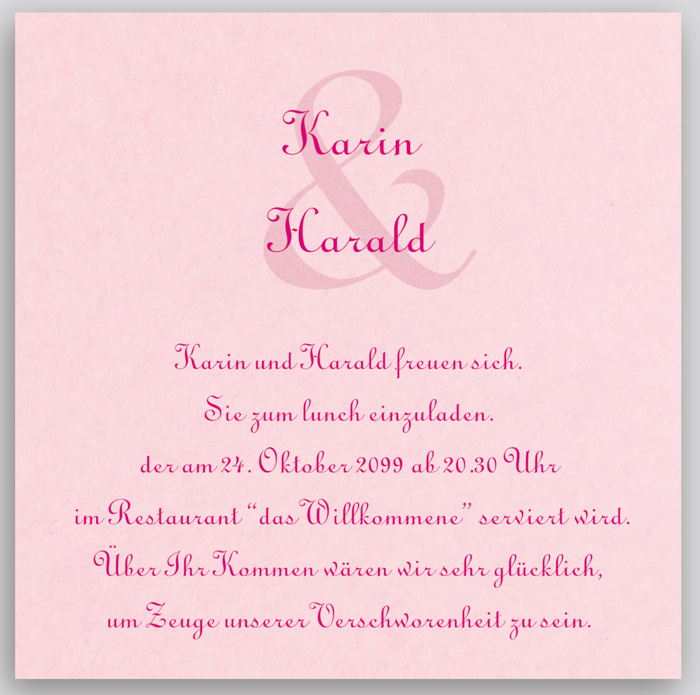 Save-the-Date-Karte Zusatzkarte Blankokarte quadratisch rosa