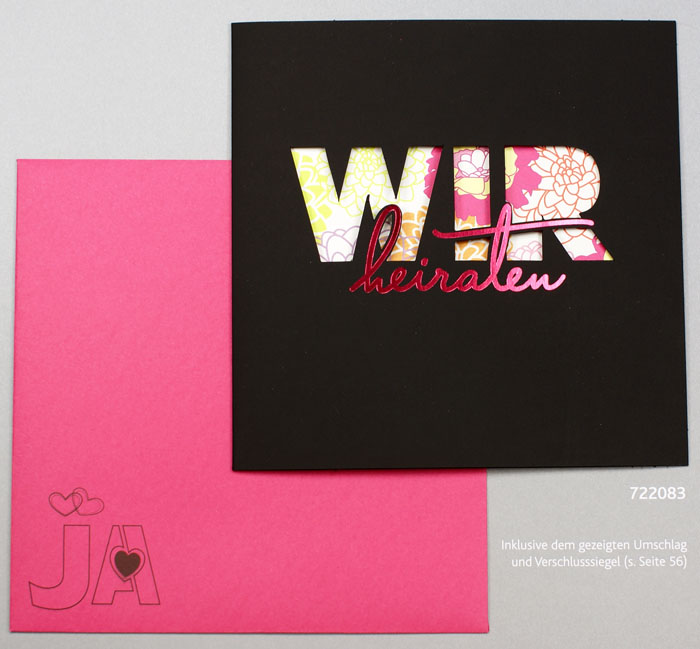 Hochzeitskarte ba722083 schwarz WIR Stanzung, Rotfolie heiraten