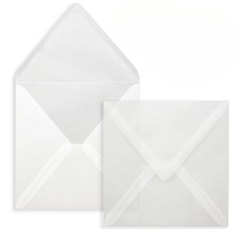 Briefumschlag 15,5x15,5 cm weiss transparent mit Nassklebung