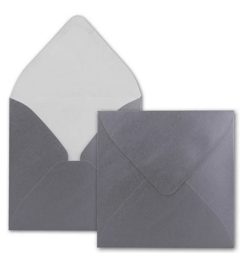 Briefumschlag 15,5 x 15,5 cm silber-metallic, nassklebend, quadratisch ohne Fenster