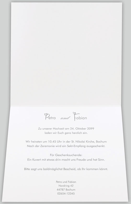 Einladungskarte mit Kontur und Relief schwarz mit weißem Band