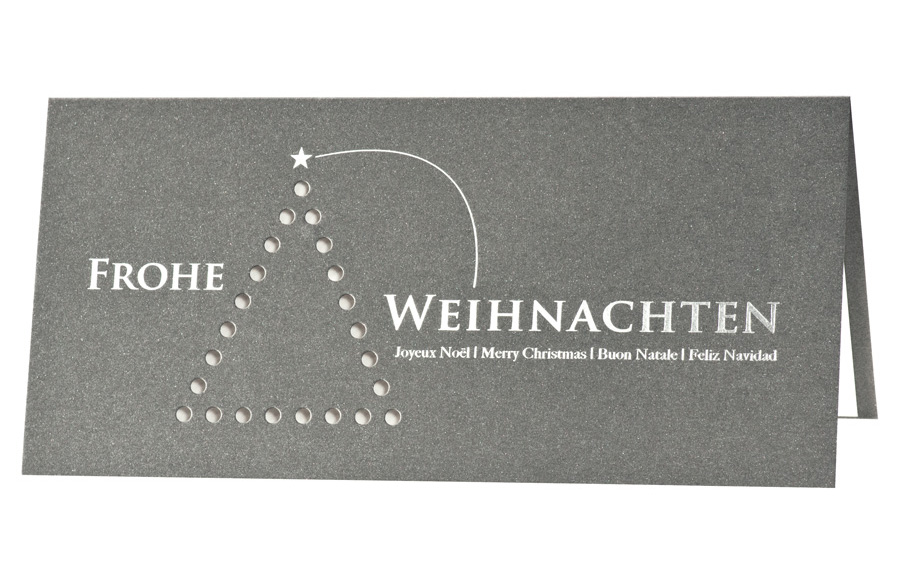 Weihnachtskarte anthrazit mit runden Stanzungen - Einleger creme