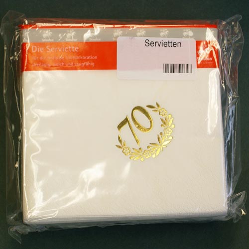 5x 12 Servietten weiß Jubiläum/Geburtstag (von 25-80) 33x33 cm
