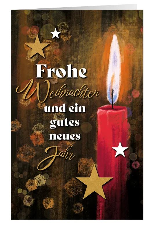 Traditionelle Spendenweihnachtskarte "Kerzenschein" mit roter Kerze und gutem Zweck: Ärze ohne Grenzen