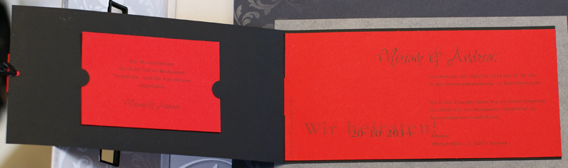 Hochzeitskarte ex721035 Design schwarz/rot & Folienprägung
