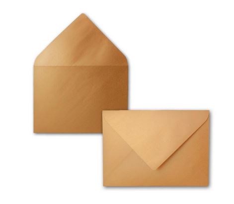 Briefumschlag DIN C5 in kupfer-metallic mit Nassklebung, spitzer Klappe, ohne Fenster, 22,5 x 15,7 cm