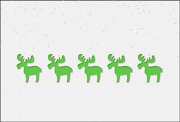 Weihnachtskarte mit Rentieren und grünem Einleger