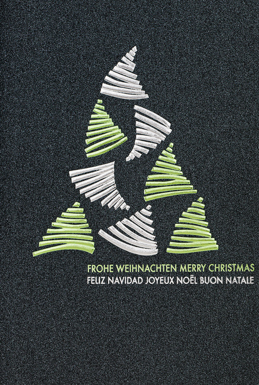 Weihnachtskarte anthrazit mit abstraktem Weihnachtsbaum