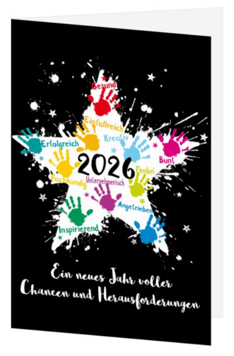 Moderne Neujahrskarte "Power & Inspiration" zugunsten der Berggorilla & Regenwald Direkthilfe e.V. 