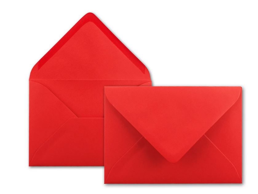 Briefumschlag DIN B6, 17,6 x 12,5 cm in leuchtrot, Nassklebung