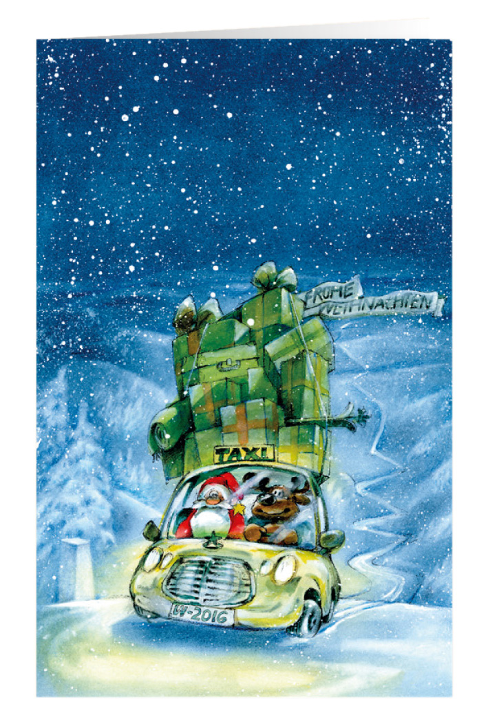 Weihnachtskarte Branchenkarte Taxi Frohe Weihnachten