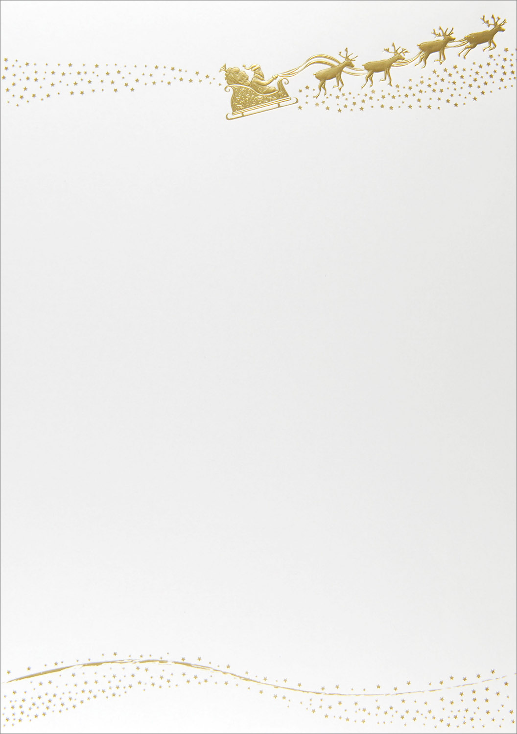 Weihnachtsbrief cremefarben mit Rentierschlitten und Weihnachtsmann