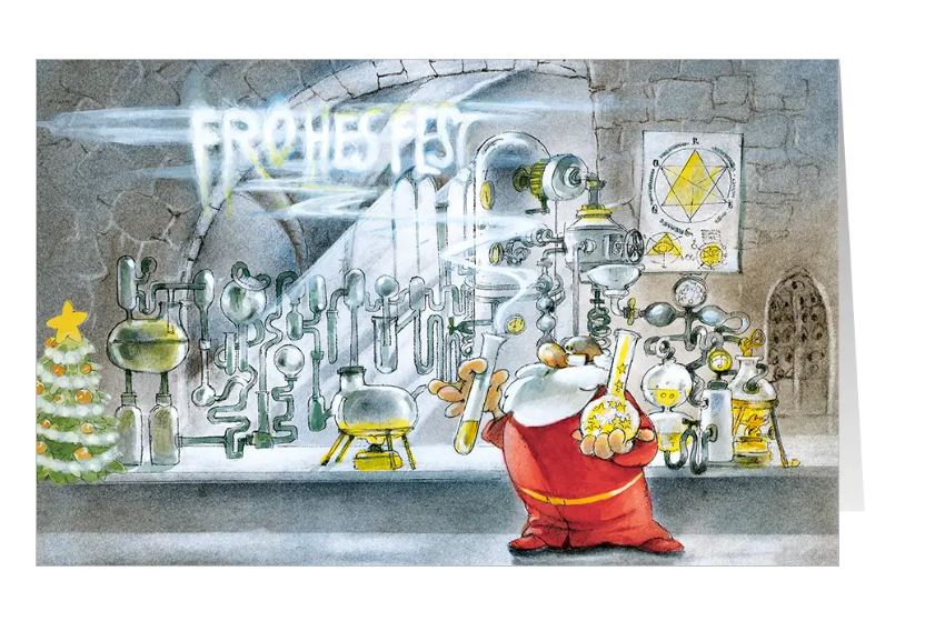 Weihnachtskarte "Das Weihnachts-Experiment" für Chemielabor, Pharmazie, Forschung, Biotechnologie, Universitäten