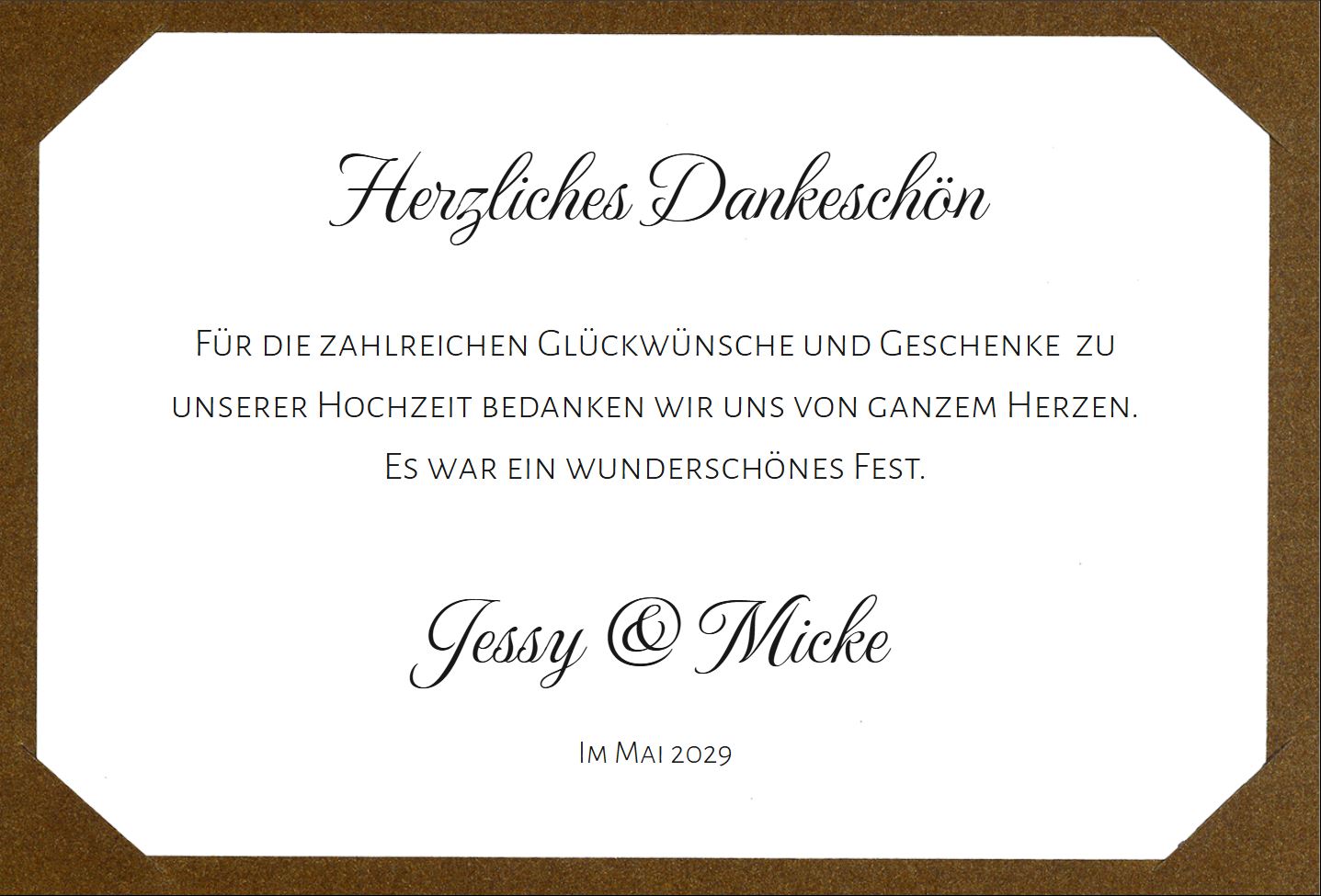 Hochzeit Foto-Einladungskarte aus hochwertigem, bronzefarbenem Metallic-Karton mit Relief-Ornamentprägung