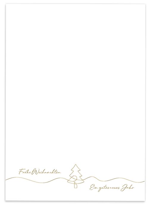 Weihnachtliches Briefpapier "Tannenglück" mit edler Goldfolienprägung von Weihnachtsbaum und Gruß, A4