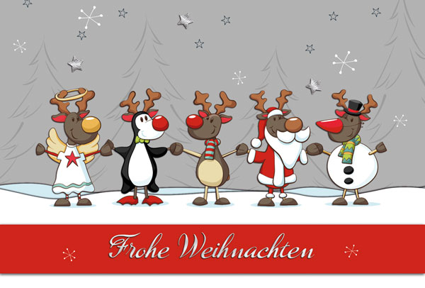 Weihnachtskarte mit Spendenanteil - Frohe Weihnachten mit Rentieren
