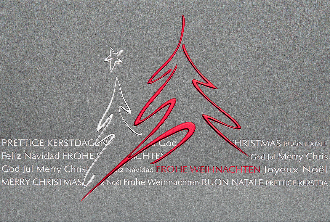 Weihnachtskarte mit Spendananteil Kindernothilfe in anthrazit international