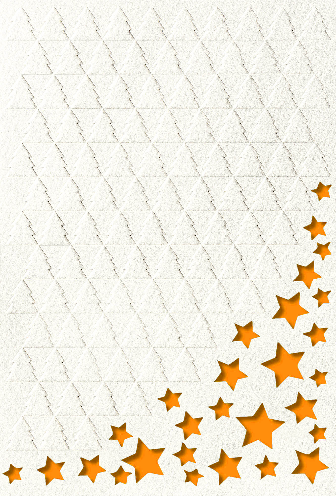 Cremeweiße Weihnachtskarte mit Blindprägung und Sternstanzung, inkl. orangenem Einleger