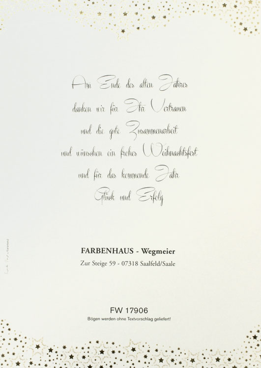 Weihnachtsbrief A4 mit zahlreichen Sternen mit goldener Folie