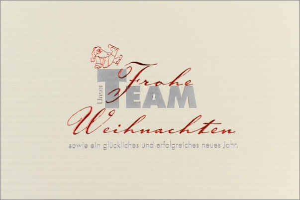 Weihnachtskarte creme Frohe Weihnachten Teamkarte mit Folienprägung