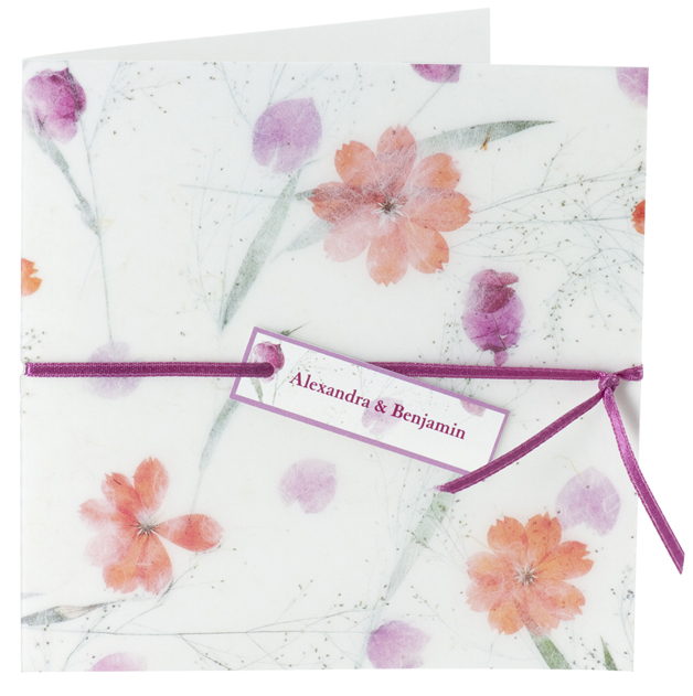 Einladungskarte quadratisch mit Blumen und Blüten bm102086fr