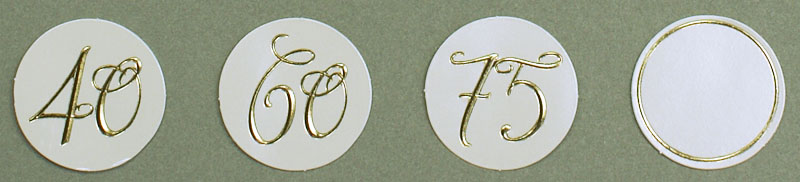 Einladungskarte mit Jubiläumszahlen 40, 50, 60, 75 und Ornament