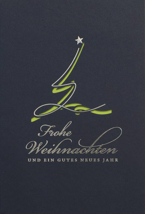 Weihnachtskarte nachtblau mit farbigem Einleger zur Auswahl