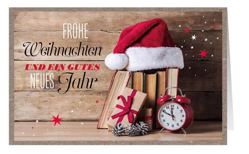 Rustikale Spendenkarte "Zeit für Besinnlickkeit" mit Weihnachtsgruß und Gutem Zweck: Ärzte ohne Grenzen
