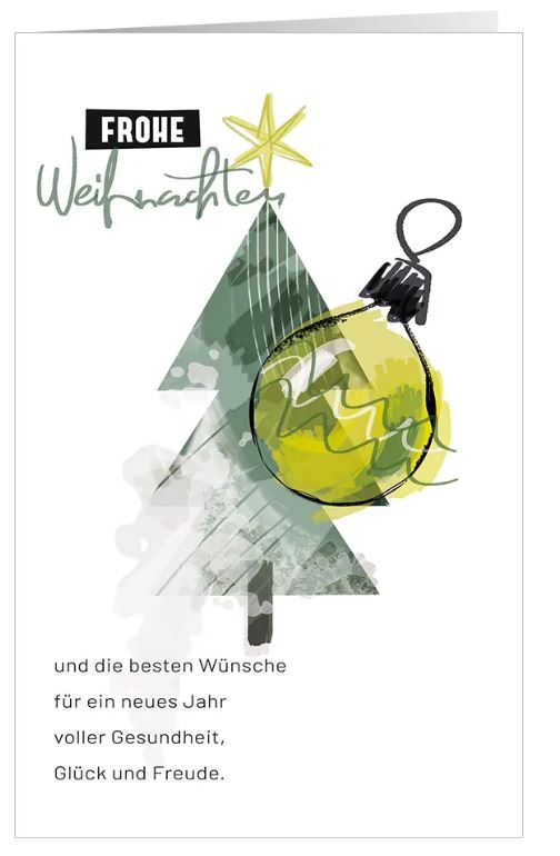Moderne Spendenkarte "Tannengruß" im Aquarellstil mit Spendenanteil für Ärzte ohne Grenzen 
