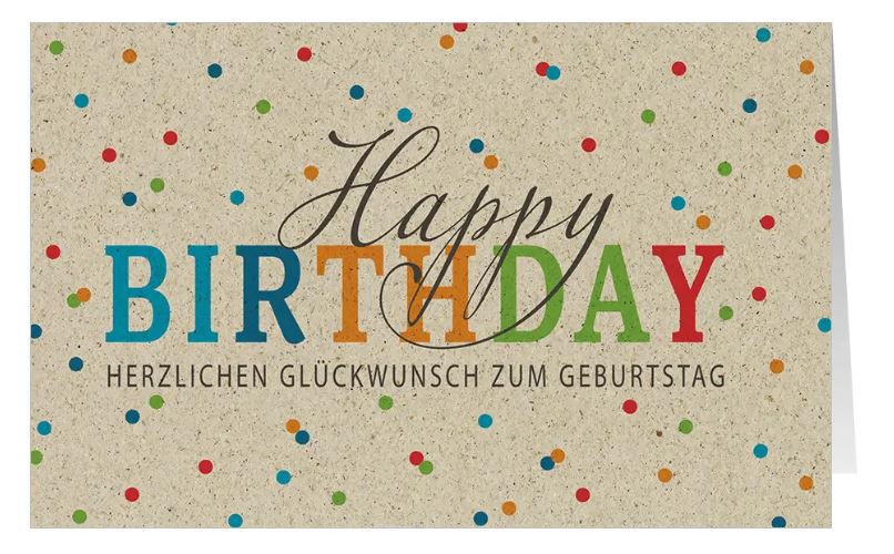 Heitere Geburtstagsglückwunschkarte "Konfetti-Freude" aus nachhaltigem Graspapierkarton