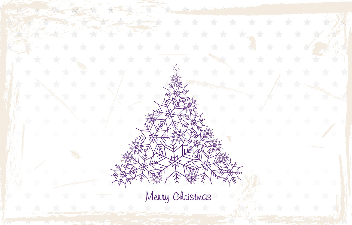 Weihnachtskarte weiß mit Weihanchtsbaum und Merry Christmas