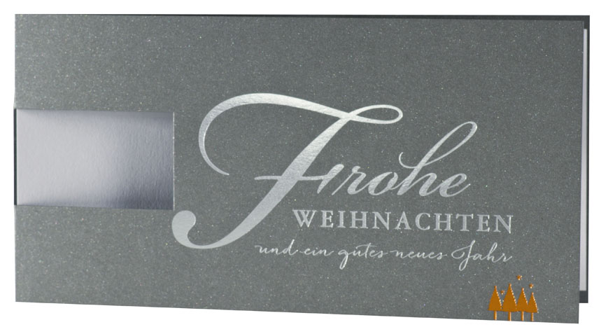 Weihnachtskarte anthrazit metallic Frohe Weihnachten und ein gutes neues Jahr Logokarte