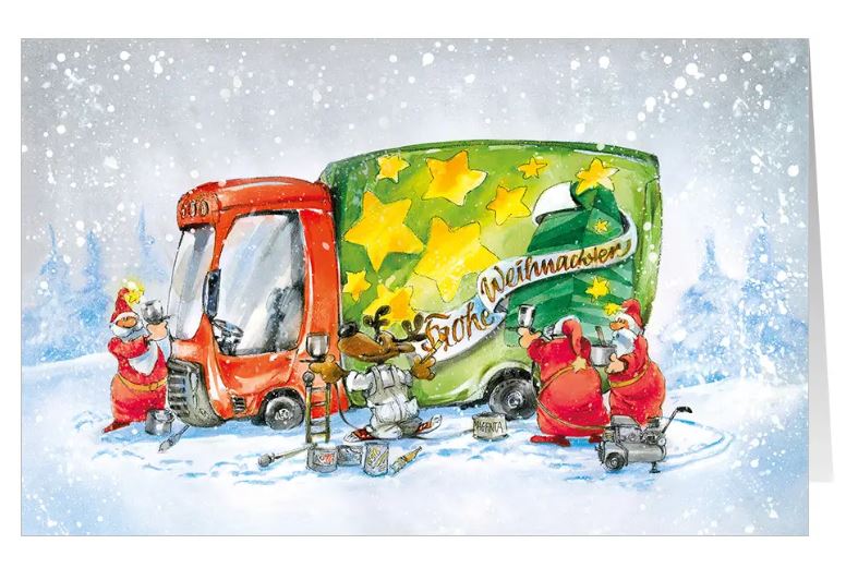 Branchen-Weihnachtskarte "Zauberhafter Lack" mit Weihnachtsgruß für Autolackiererei, Werbetechnik, Autowerkstatt