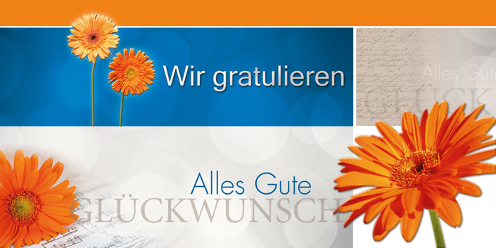 Glückwunschkarte "Alles Gute" mit orangefarbener Gerbera inkl. Einlegeblatt