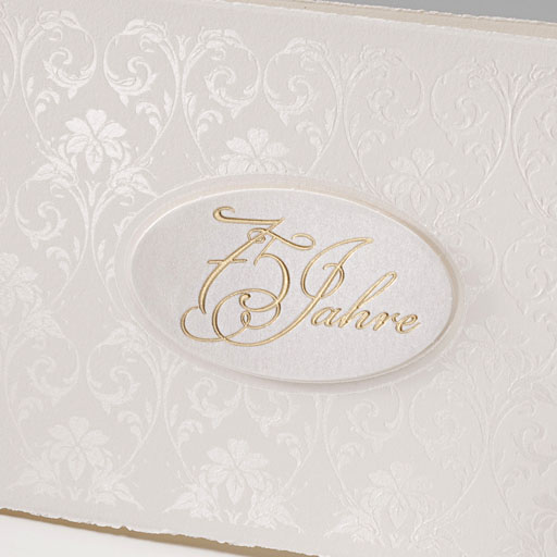 Jubiläumskarte mit Applikation 50, 60 und 75 Jahre Goldhochzeit
