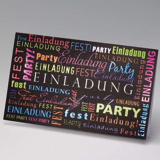Einladungskarte Party Fest verschiedene Schrift farbig ba982064