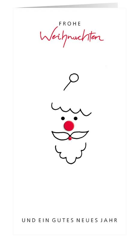 Origineller Weihnachtsgruß "Glücklicher Santa" mit skizzenhafter Darstellung des Weihnachtsmannes, DIN lang