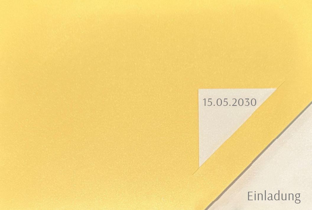 Moderne Einladungskarte zum 60. Geburtstag "Yellow Dream" in gelb mit raffinierter Steck-Ecke