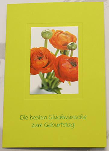 Glückwunschkarte pr250 rote Ranunkel-Blüten