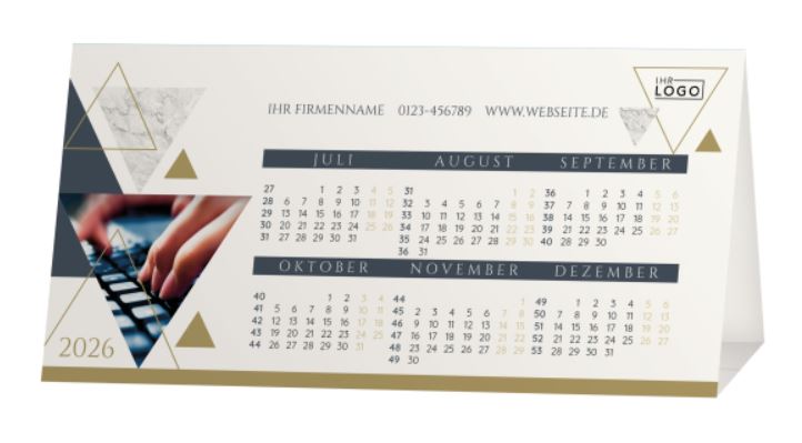 Mini-Tischkalender "Erfolgskurs" zum Aufstellen mit Logoeindruck und Spendenanteil: Misereor - Ihr Hilfswerk