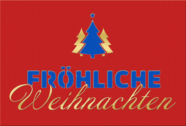 Weihnachtskarte: Fröhliche Weihnachten - Einleger blau
