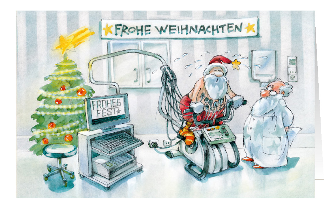 Weihnachtskarte Branchenkarte Arzt Kardiologe EKG Gesundheitscheck