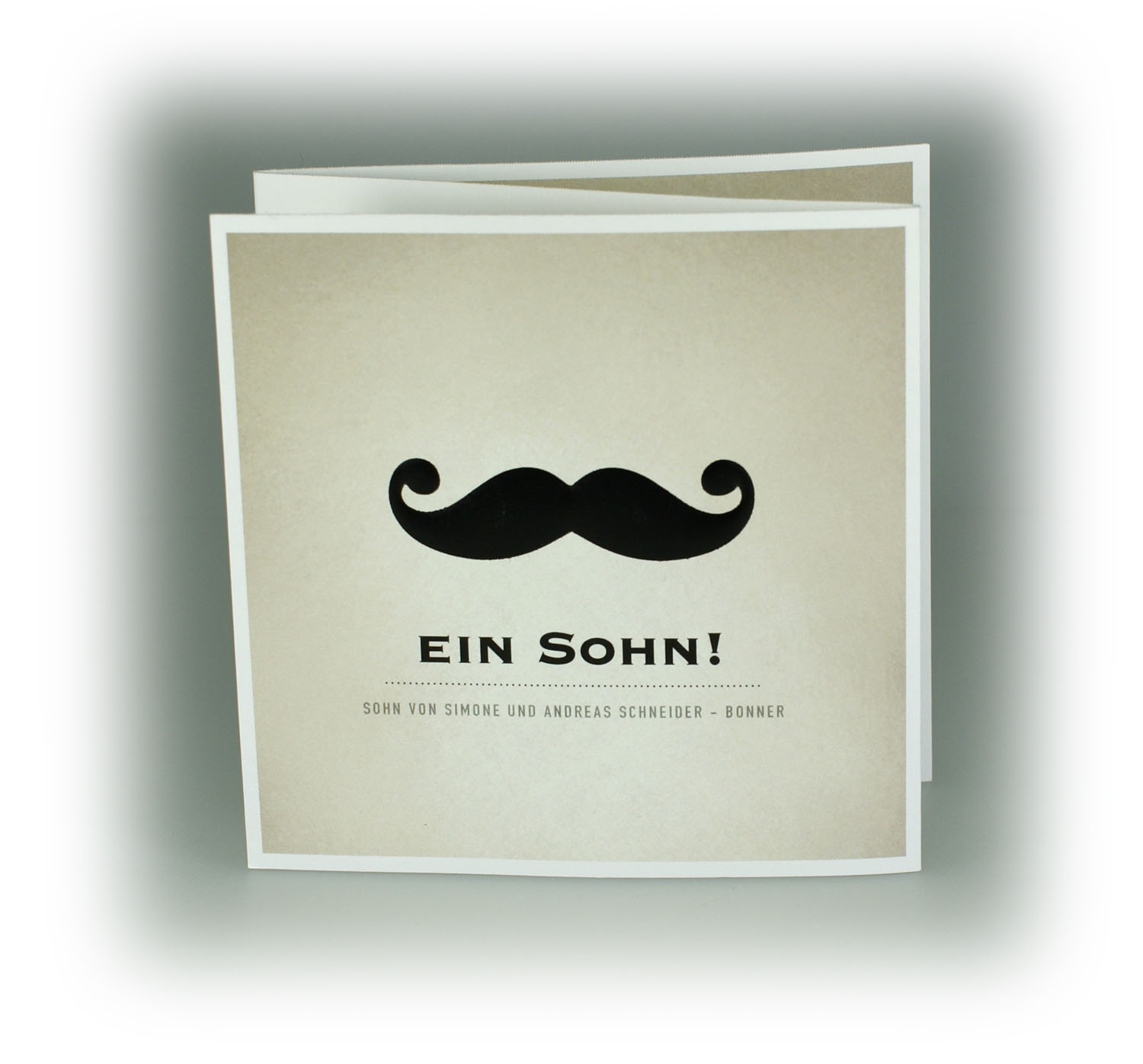 Geburtskarte Moustache Schnurrbart braun / hellblau für Jungen