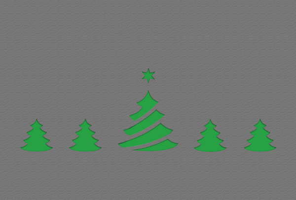 Weihnachtskarte grau metallic mit gestanzten Weihnachtsbäumen und wählbarem Einleger